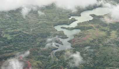 An aerial photograph of a river in Guam 