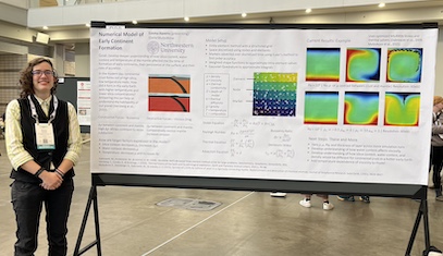 A student presents a poster